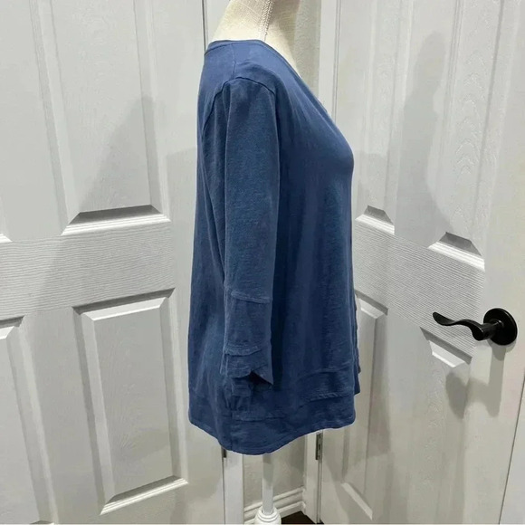 Erin London Blue Ruffle and button detailing popover long sleeve shirt - Picture 6 of 9